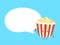 Cute happy popcorn with speech bubble character