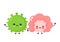 Cute happy probiotic bacteria and intestine organ