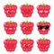 Cute happy red raspberry character set