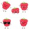 Cute happy red raspberry character set