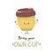 Cute happy reusable coffee mug