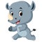 Cute happy rhino cartoon