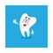 Cute and happy shiny white tooth character showing thumb up