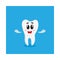 Cute and happy shiny white tooth character, welcome, greeting gesture