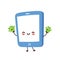 Cute happy smartphone, mobile phone with money