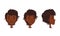 Cute Happy Smiling African American Girl Set, Different View of Girl Face, Front, Profile Side and Three Quarter View