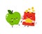 Cute happy smiling apple fight with chips pack