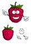 Cute happy smiling cartoon raspberry fruit