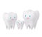 Cute happy smiling family of teeth. Clear tooth concept. Brushing teeth. Dental kids care