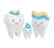 Cute happy smiling family of teeth with toothpaste hairstyle. Family stomatology concept