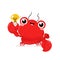 Cute happy smiling lobster with light bulb