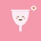 Cute happy smiling menstrual cup. Isolated on pink background. Vector cartoon character illustration design,simple flat style.