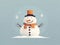 Cute happy snowman illustration. Traditional winter season symbol