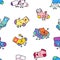 Cute happy sock. Seamless pattern