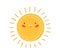 Cute happy summer sun with rays. Childish drawing of solar circle in Scandinavian style. Sunny weather doodle icon