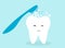 Cute happy tooth with toothbrush vector illustration