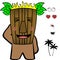 Cute happy Tropical hawaian tiki mask character cartoon kawaii expressions collection illustration