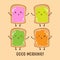 Cute happy various flavor of bread with jam vector design