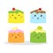 Cute happy various flavor of cakes vector design