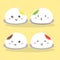 Cute happy various flavor steam bun vector design