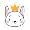Cute Hare Animal Head Wearing Gold Crown Vector Illustration
