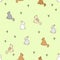 Cute hare and cat pattern seamless. pretty rabbit and kitten background. Baby fabric texture