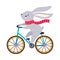 Cute Hare in Scarf Biking or Cycling Riding Bicycle Vector Illustration