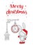 Cute hare under the clock. New Year card. Christmas. Lettering.