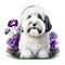 Cute Havanese dog with flowers, isolated on white background AI Generated Generative AI