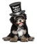 Cute havanese puppy dog is wearing a Happy New Year top hat
