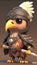 Cute Hawk Animal Warrior 3D Game Model Generative AI