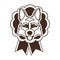 Cute head dog mascot in ribbon medal character