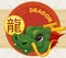 Cute Head of a Dragon with Label for Chinese Zodiac, Vector Illustration