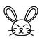 Cute head rabbit animal white background linear style icon