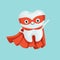 Cute healthy cartoon superhero tooth character, childrens dentistry concept vector Illustration