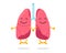 Cute healthy human lungs characters relaxation meditate. Funny lung pair mascot meditation in lotus yoga pose. Cartoon