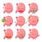 Cute healthy and sad unhealthy funny stomach organ