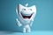 Cute healthy shiny cartoon tooth character, childrens dentistry concept Illustration.