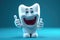 Cute healthy shiny cartoon tooth character, childrens dentistry concept Illustration.