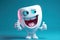 Cute healthy shiny cartoon tooth character, childrens dentistry concept Illustration.