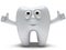 Cute healthy tooth with hands shows thumbs up