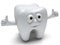 Cute healthy tooth with hands shows thumbs up