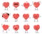 Cute heart characters. Funny love signs mascots in different poses. Positive emotions. Smiling romantic holiday symbols