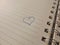 Cute heart drawn in notebook