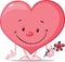 Cute heart valentine hold flower illustration - vector