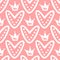 Cute hearts with crowns. Seamless pattern drawn by hand.