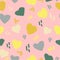 Cute hearts and doodle dashes seamless pattern in trending color 2021. vector hand drawn minimalism simple. wallpaper, textiles,