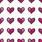 Cute hearts with kawaii face seamless vector pattern. Hand drawn romantic symbol kawaii illustration for kids