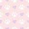 Cute hearts and paws pattern background for pets