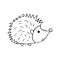 Cute hedgehog black and white doodle illustration